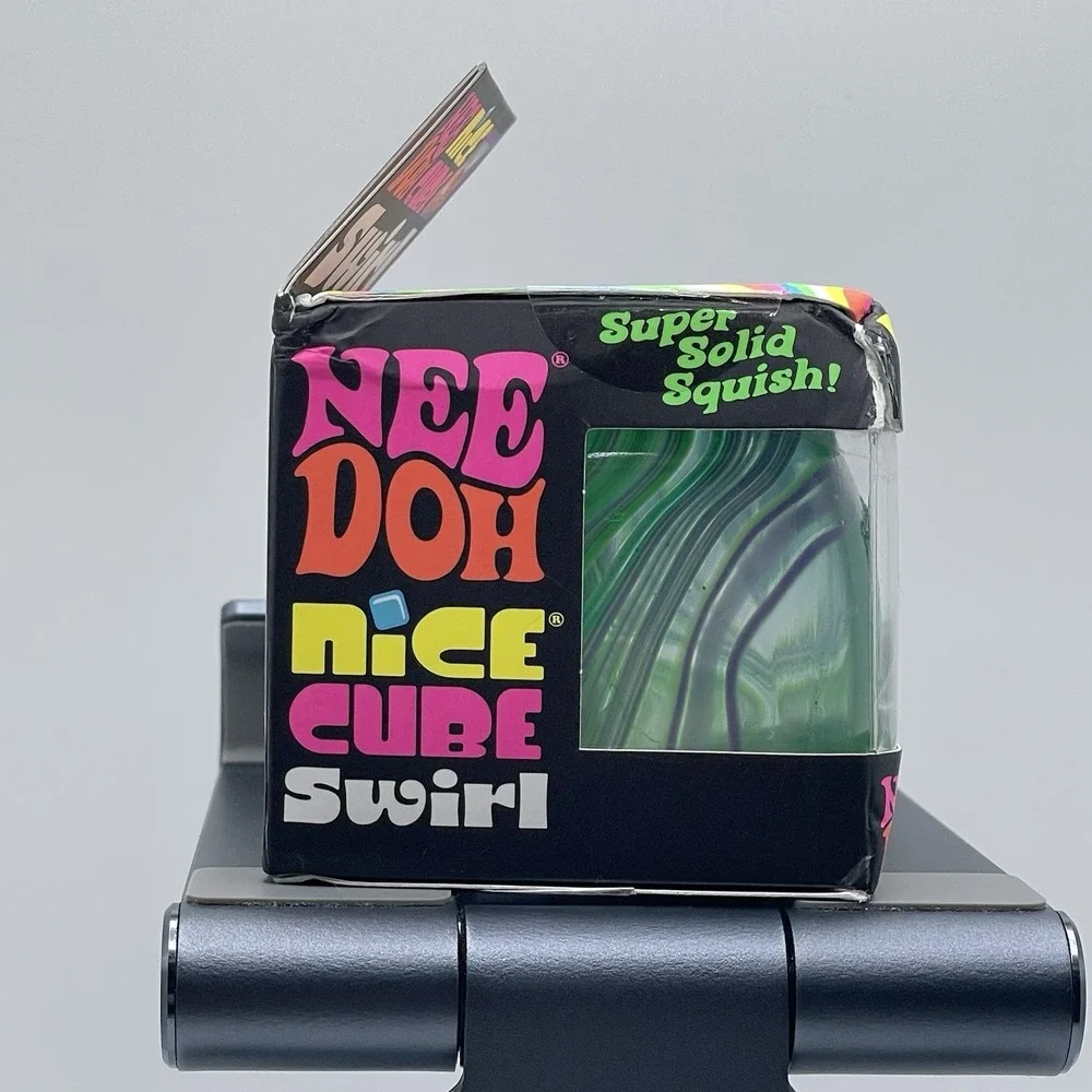 Needoh Nice Cube Swirl x1 Fidget Toy Sensory Green Purple Super Solid Squish A2